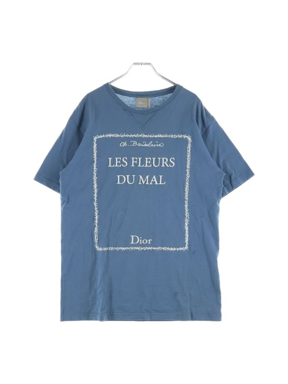 Dior Book Cover Short Sleeve Tee Embroidery T-Shirt Logo Cotton Blue